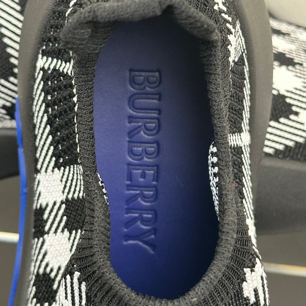 Burberry Men Check Plaid Knit Sock Sneakers Black White Trainer Men 10 EU 43 NIB - Picture 9 of 12
